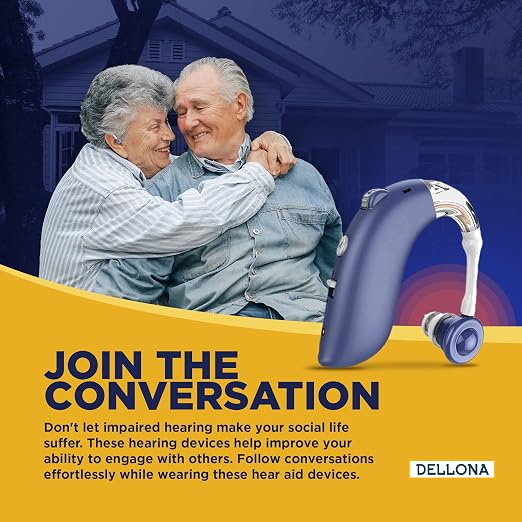DELLONA High-Performance Hearing Aids for Seniors, OTC Rechargeable Hearing Aid for People with Severe Hearing Loss with Intelligent Noise Reduction (Pair), 4 Modes - Comfortable Hearing Aid devices for elderly, Over The Counter Hearing Aids