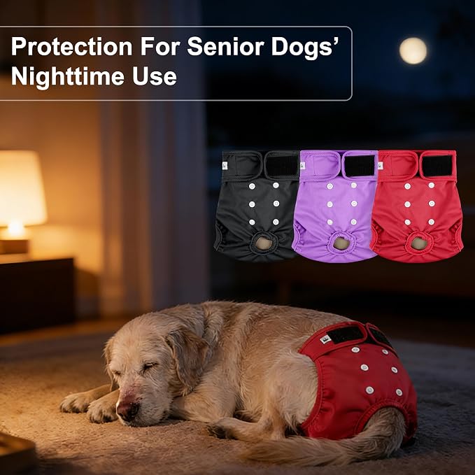 Female Dog Diapers 5Pcs - Premium Reusable Diapers for Doggie in Heat - Highly Absorbent Dog Diapers Female for Pet Incontinence, Red, M
