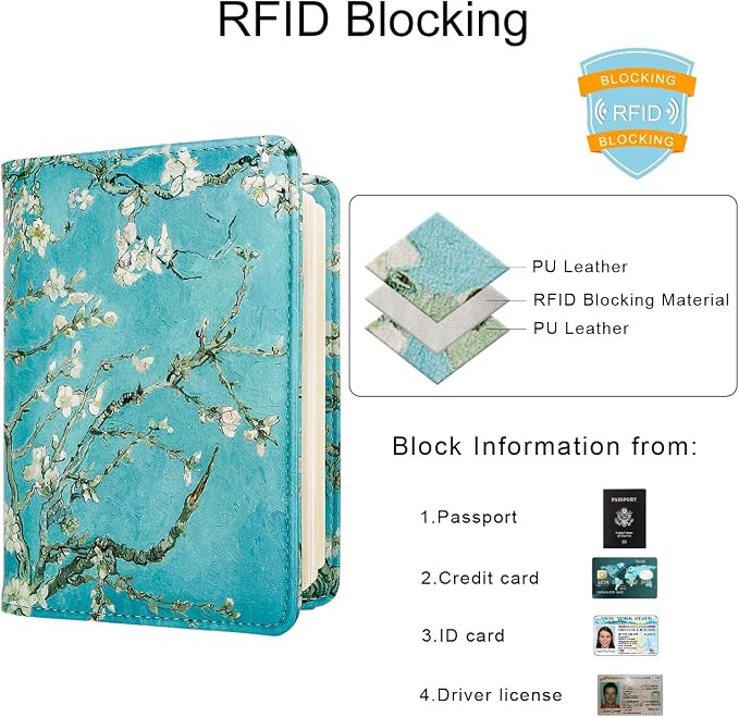 WALNEW Passport Holder for Travel, RFID Passport Cover Wallet for Women Men, PU Leather Passport Book Card Holder Case with Pen, Travelling Essentials for Flying | PU Leather Passport Cover Case with Pen Holder, Travel Must Haves Accessories, Passport ...
