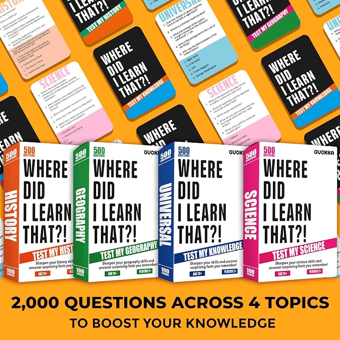 Trivia Card Games for Adults — Family Board Games for Teens and Adults | 2000 Questions Trivia Cards with Answers in Geography, History, Science, General Knowledge – Party Game for Family Game Night