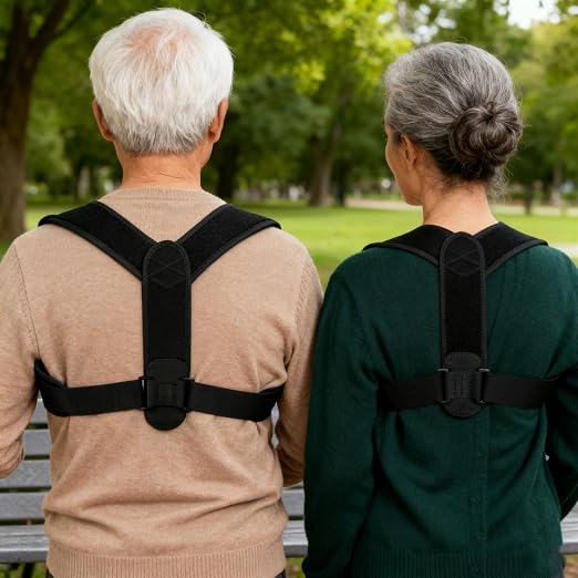 Posture Corrector for Elderly: Comfortable Back Support for Seniors, Relieve Age-Related Back & Shoulder Pain, Easy to Wear for Daily Activities
