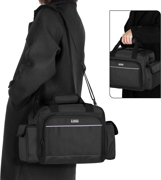 Trunab Home Health Nurse Bag Empty, Portable Medical Supplies Shoulder Bag | for Hospice, Home Visit, Hospital Interns, Black, Bag Only