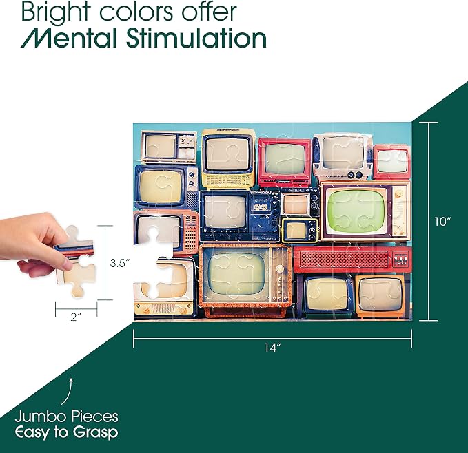 Keeping Busy Broadcasting Dementia Puzzles Activities for Seniors | Alzheimer Products for Elderly Patients | Fun Memory Game Toy & Cognitive Brain for Senior Citizens w/Memory Loss or Alzheimers 35PC
