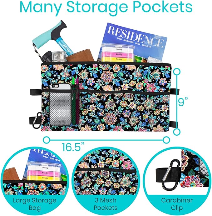 Vive Walker Bag - Accessories Wheelchair Basket Pouch (Water Resistant) - Seniors Caddy Accessory Attachment for Folding, Rolling Walkers - Carry Storage Carrier Tote - Lightweight, Universal Size