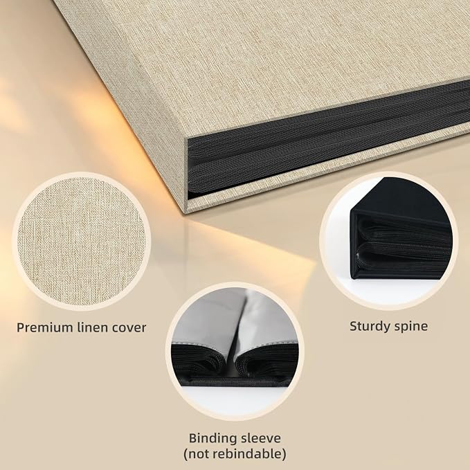 Popotop Photo Album 4x6 100 Pockets for Wedding Gifts,Linen Hardcover Picture Albums for Family Anniversary Baby Vacation Pictures