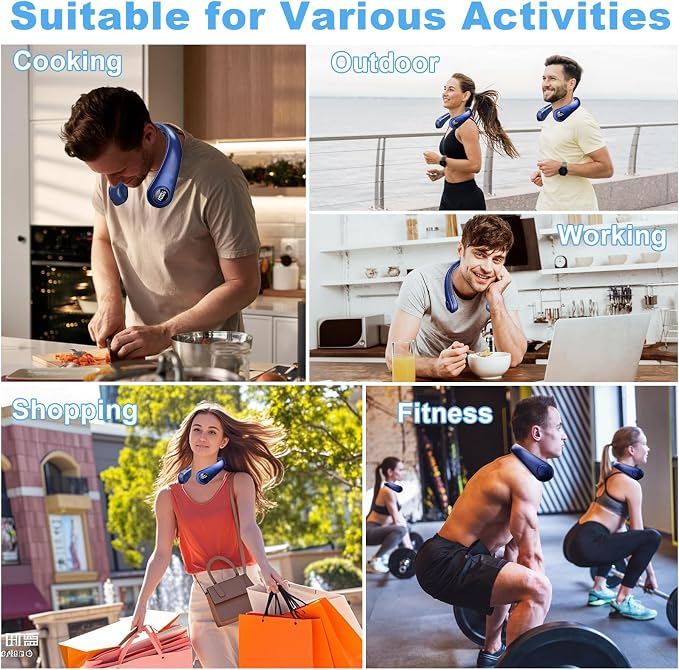 Portable Neck Fan that Blow Cold Air, LED Display, Rechargeable Hands-Free Wearable Cooling Personal Fan, 5 Speed, Neck Support, Bladeless Neck Air Conditioner, Gifts for Women/Men, Hot Flashes