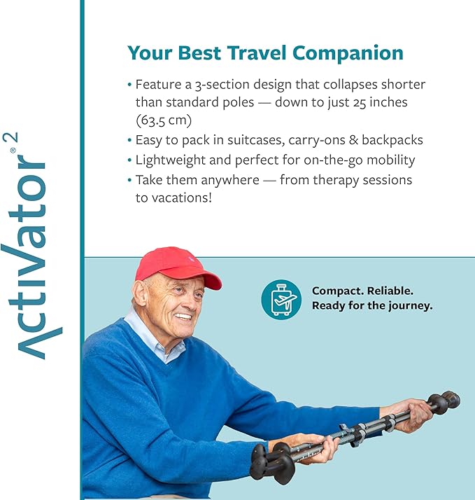 Urban Poling ACTIVATOR2®, Dark Gray/Cyan, 1 Pair – For Users Up to 6’4" – Lightweight, Aluminum Nordic Walking Sticks – Collapsible & Adjustable Hiking Gear – Ergonomic Rubber Grip, Carbide Metal Tip,