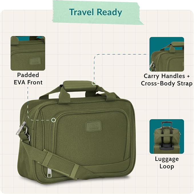 U.S. Traveler Rio 14" Travel Tote Bag, Lightweight 1200D Carry-On Bag for Women & Men