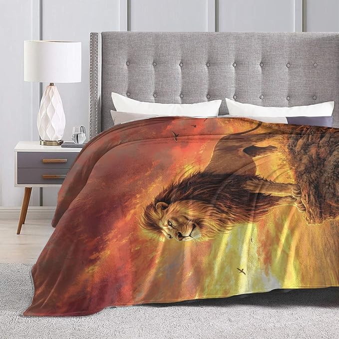 Lion Blanket Soft Cozy Lion Fleece Throw Blanket Warm Lightweight Animal Flannel Plush Bedding Stuff Decor Blankets Gifts for Lover Girls Boys Kids Women Adults Bed Travel 60"x80"