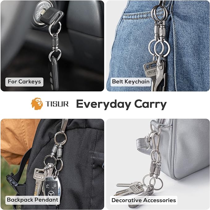 TISUR Titanium Quick Release Keychain,Detachable Pull Apart Key Chain Rings