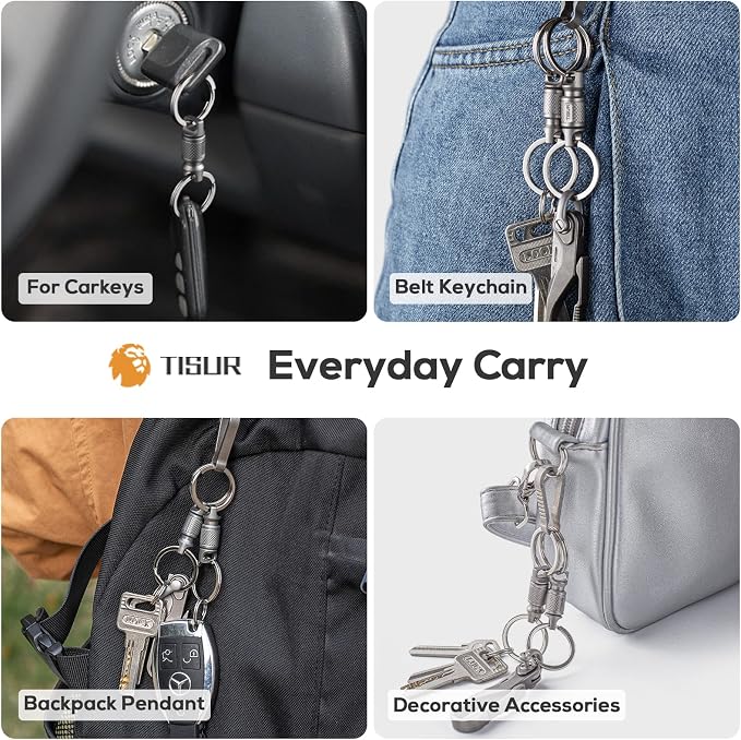 TISUR Titanium Quick Release Keychain,Detachable Pull Apart Key Chain Rings