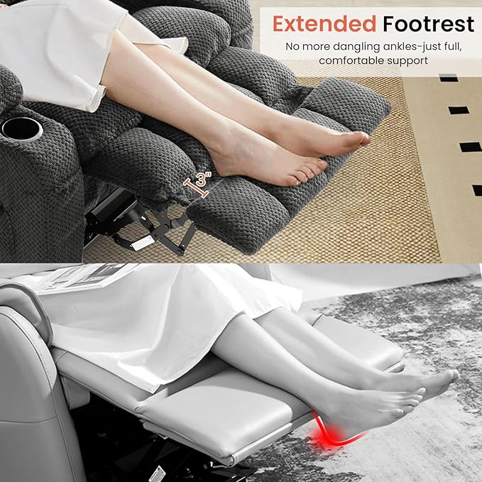 Dual Motor Power Lift Recliner Chair for Elderly, Infinite Position Lift Chair for Elderly W/Massage & Heat, Lay Flat Lift Recliner With Cup Holders, One-Touch Reset, Lumbar Pillow, Fabric (Grey)