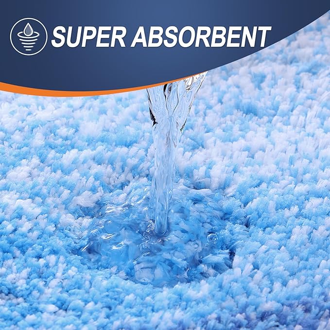 OLANLY Bathroom Rug Set 2 Piece, Soft Absorbent Microfiber Bath Rug Set, Non-Slip, Machine Wash Dry, Plush Shaggy Bath Mats for Bathroom (30"x20"+24"x16", Light Royal Blue)