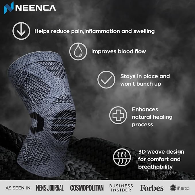 NEENCA Professional Knee Brace for Pain Relief, Medical Knee Compression Sleeve, Upgraded Knee Support with Horizontal Knit Tech for Meniscus Tear, ACL, Arthritis, Joint Pain, Runner, Workout...