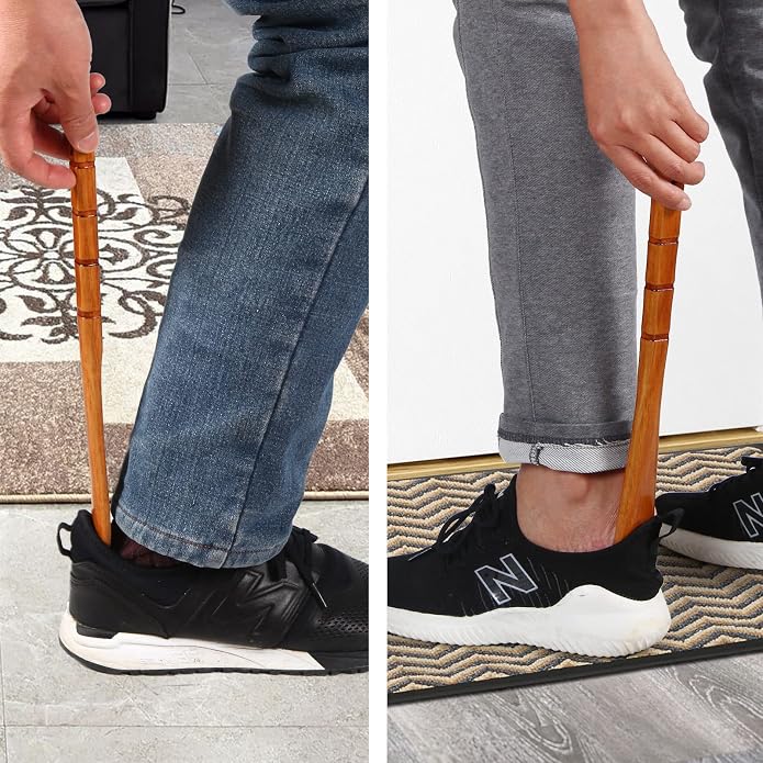 Premium Wooden Shoe Horn, 1 PCS Shoehorns Durable, 13" Long Handle Shoe horns, Lazy Shoe Helper Spoons for Seniors, Kids, Pregnancy, Men, Women