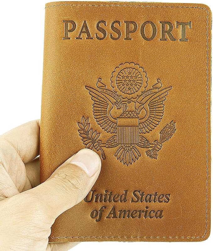 RFID Blocking Passport Holder Travel Wallet (Brown)