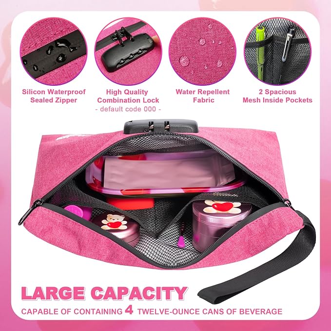 Smell Proof Bag with Combination Lock Large Storage Container Medicine Lock Bag Money Organizer Travel Storage Pouch