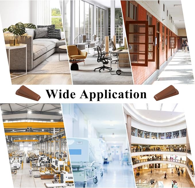 4 Pack Door Stoppers for Bottom of Door, Brown 4.8x2.2x1.3in Door Stops, Rubber Door Stopper Wedge, Sturdy Stackable Door Stops for Floor