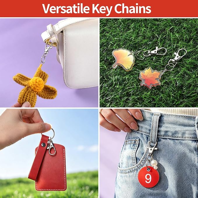 LEOBRO 70PCS Lobster Claw Clasps and Key Rings, 35PCS Keychains Clips and 35PCS Key Chain Ring, Keychain Making kit for Key Chain, Jewelry Making, Art Crafts, Silver