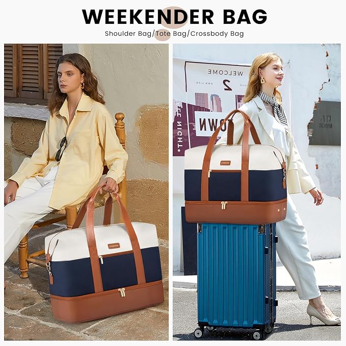 LOVEVOOK Weekender Bag for Women, Large Duffle Bag for Travel with 2 Packing Cubes, Carry on Overnight Bag with Shoe Compartment, Mom Hospital Bags for Labor and Delivery