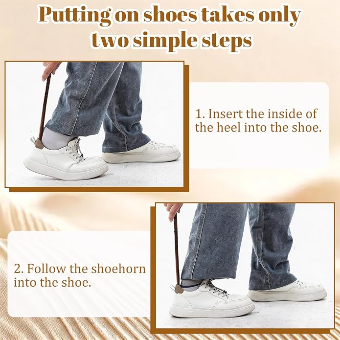 Premium Wooden Shoe Horn, 13" Shoe Horn Long Handle for Seniors Men Women Boot Horns Shoes Helper for Home or Travel Lazy Shoes Helper Spoons