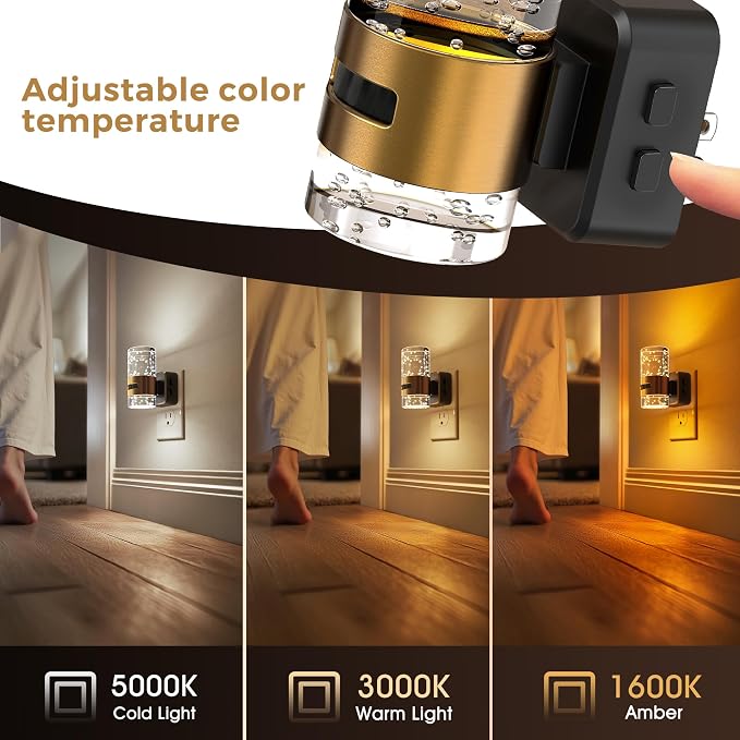 L LOHAS LED Motion Sensor Night Light, 2 Pack Bubble Night Light | 3CCT Color Temperature Change Night Lights Plug into Wall, Dimmable Nightlights, Dusk to Dawn Sensor, Rooms Bathroom Hallway