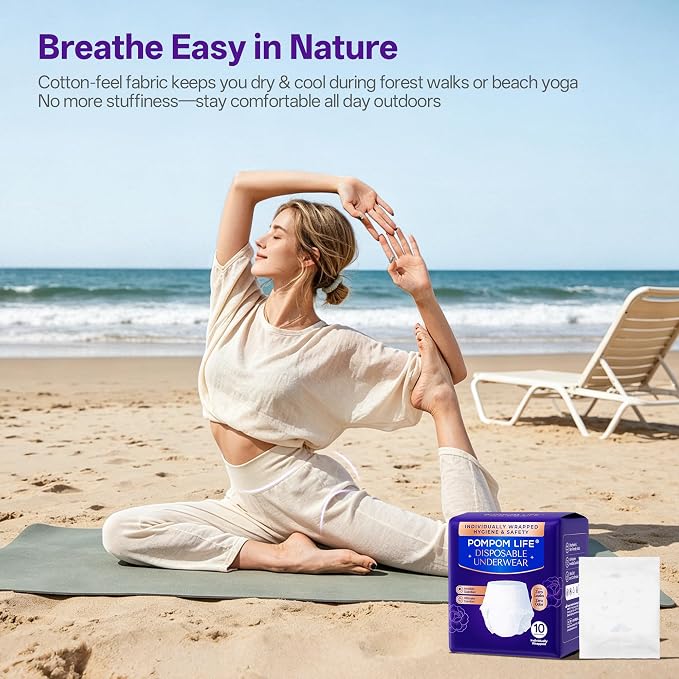 Incontinence Underwear for Women, Individually Wrapped Adult Diapers, High Absorbency Disposable, Breathable & Soft For Postpartum Women, Bladder Control, Day/Night Use Fits Waist 23"-29.5" (10 Count)