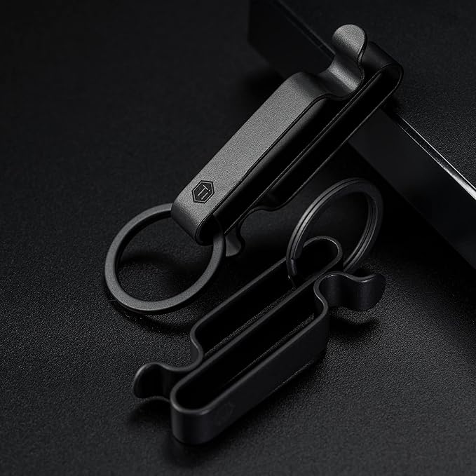 KeyUnity KM00 Titanium Belt Loop Keychain Clip Double Side Quick Release Key Holder with Detachable Key Ring