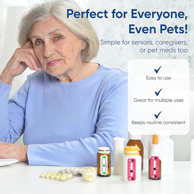 PillSavvy™ Daily Pill Tracker – Non-Digital, Reusable Medication Reminder for Bottles & Organizers – Easy to Use, Curved Back – Track Prescriptions, Vitamins, Supplements & Pet Meds (White, 2 Pack)