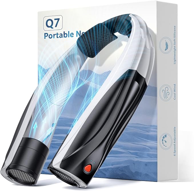 Portable Neck Fan - 6000mAh Battery Hands Free Personal Fan, 6 Speed Adjustable, Rechargeable & Wearable, Gift for Women Men, Office, Travel, Sports