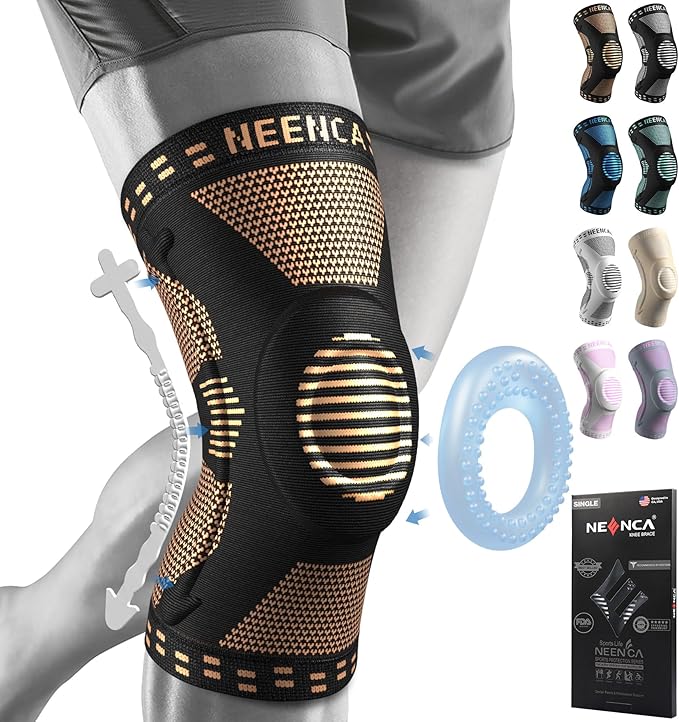 NEENCA Professional Knee Brace for Pain Relief, Medical Knee Support with Patella Pad & Side Stabilizers, Compression Knee Sleeve for Meniscus Tear, ACL, Joint Pain, Runner, Workout (Copper, Small)
