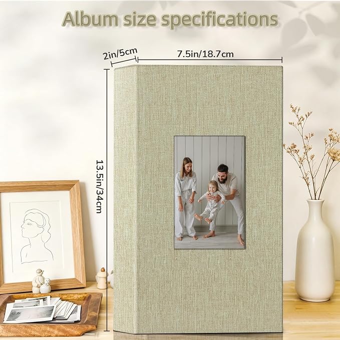 popotop Photo Album 4x6-300 Photos Linen Cover Photo Books with 300 Horizontal Pockets,Slip-in Picture Albums for Family Wedding Anniversary Baby Vacation Pictures