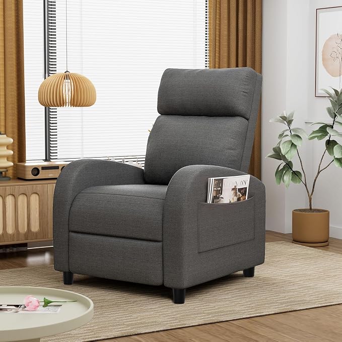 Homall Recliner Chair, Recliner Sofa Fabric for Adults Dark Grey Recliners | Massage Home Theater Seating with Lumbar Support, Reclining Sofa Chair for Living Room