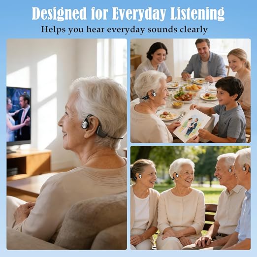 Bone Conduction Personal Sound Amplifier - Open-Ear Design for Comfortable Daily Use, Ultra Lightweight 25g, Up to 10-Hour Battery, IPX5 Water Resistant, No Bluetooth