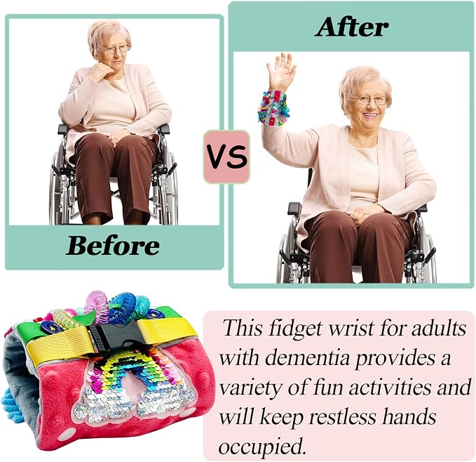 Sensory Aids for Alzheimer Patients for Therapy and Anxiety Relief Autistic Dementia Sensory Cuff Arm Pillow Fidget Wrist Cuff (Red+Grey)