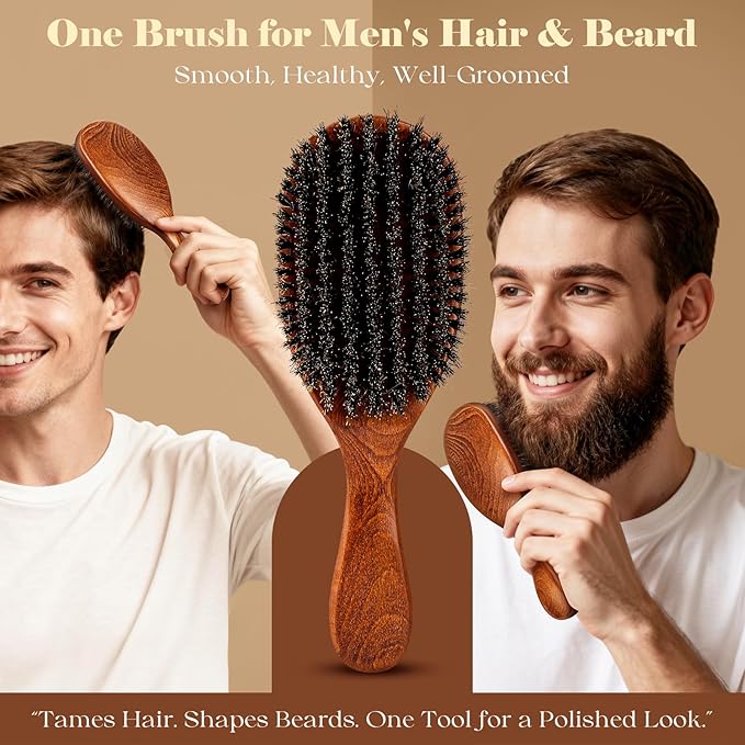 100% Boar Bristle Hair Brush Since 1965 British Craftsmanship | Handmade Natural Wooden Slick Back Hairbrush, Soft Bristles Gentle Smoothing Women Men Kids Thin Fine Hair, Anti Breakage
