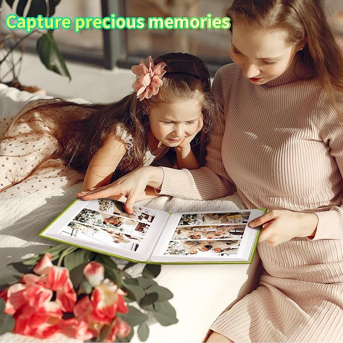 Artfeel Photo Album 4x6 with 600 Pockets,Slip-in Picture Albums,Linen Cover Memory Book with Front Window,White Page Vertical Photo Book for Wedding,Family,Anniversare,Baby,Vacation