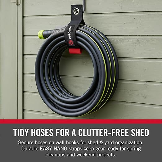 VELCRO Brand EASY HANG Extension Cord Organizer Holder | Large 18" Heavy Duty Straps for Garage Organization and Storage Grommet Hangs Easily on Wall Hooks or Nails 2pk, Holds 100lbs, Black