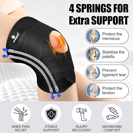 NEENCA Knee Brace for Knee Pain, Compression Knee Support with Air Mesh Fabric, Adjustable Knee Wrap with Side Stabilizers, Ultra-Soft Bandage for Elderly, Meniscus Tear, ACL, Arthritis Relief, Hiking