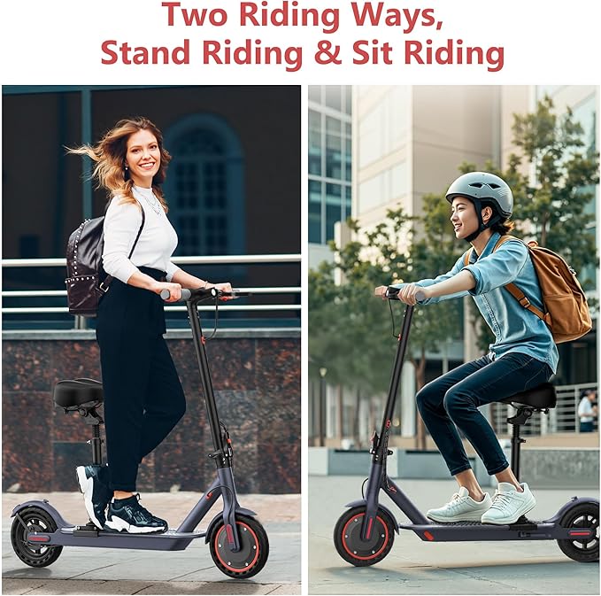 MAXSHOT Electric Scooter Adults, Foldable Electric Scooter with Seat & Basket, 750W Peak Motor, 48V 10.4Ah Battery, 14" Tires, Vicont APP Control, Dual Suspension, Electronic Lock