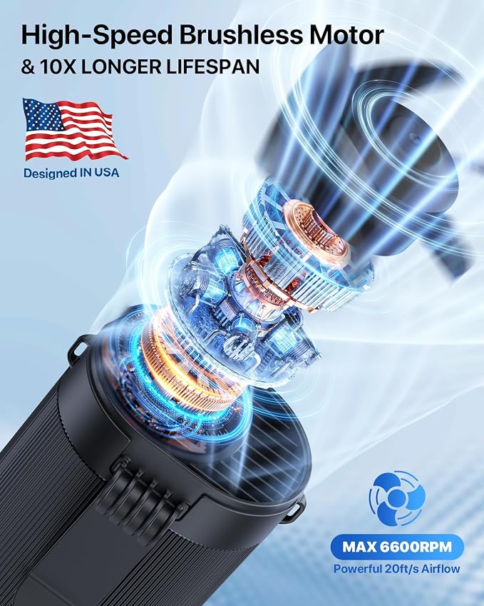 2026 AI Portable Waist Fan, 4-Speed Clip on Personal Fan, Up to 25H Wearable Belt Fan, 4-in-1 Cooling Lightweight Hands-Free Neck Shirt Fan Gift for Camping, Outdoor, Jobsite