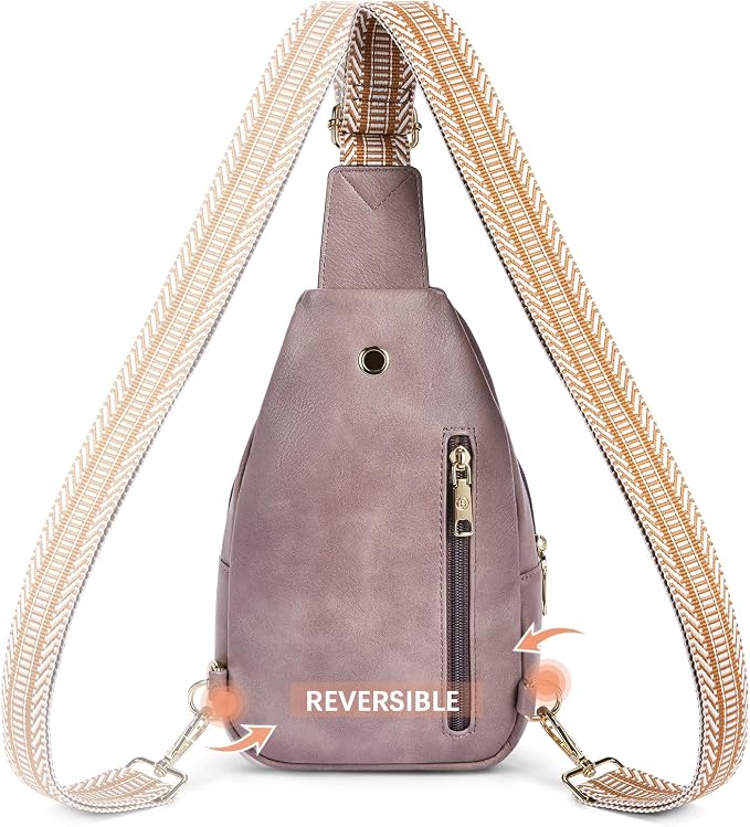 BOSTANTEN Sling Bag for Women Leather Crossbody Bags Fanny Pack Chest Bag for Travel | Adjustable Wide Strap, Small, Anti Theft, Lightweight, Multi Pockets and Carrying Way, Card Slot, Cute Trendy for Everyday