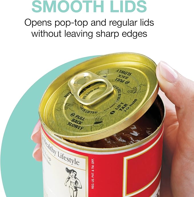 Proctor Silex Automatic Electric Can Opener, Hands Free Cordless Operation & USB Rechargeable, Self-Aligning, Cut Smooth Touch Lid Edges, Compact and Easy to Store, Mint