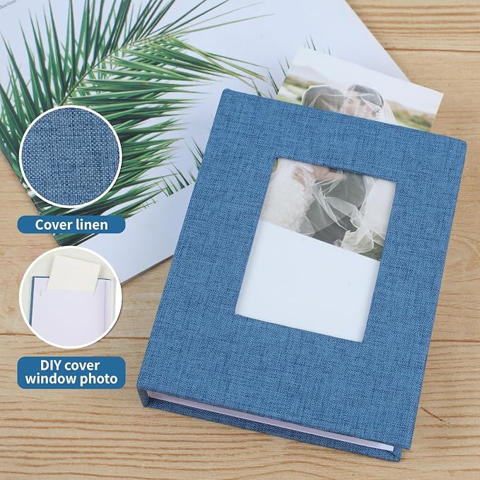 vivinin 2 Pack Photo Album 4x6, Linen Cover Photo Book, Small Photo Album Book for 36 Pockets Hold 72 Pictures, Picture Book for Photos Family Anniversaries Baby Vacations（blue）