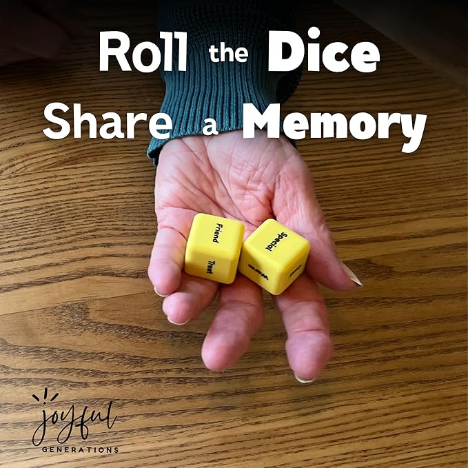 Just Roll With It Conversation Dice | Dementia Activities for Seniors | Alzheimer’s & Dementia Story Dice Cubes | Great for Individuals Living with Dementia, Families and Caregivers