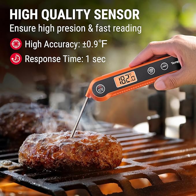 TempPro TempSwift 1 Sec Meat Thermometer Digital for Kitchen Cooking Food | 3.9 inches Long Probe, Calibration, Backlight, Bread Baking Sourdough Liquids Candy Making Accessories (Previously ThermoPro)