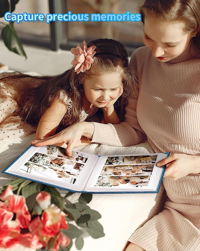 Artfeel Photo Album 4x6 with 300 Pockets,Slip-in Picture Albums,Linen Cover Memory Book with Front Window,White Page Vertical Photo Book for Wedding,Family,Anniversare,Baby,Vacation