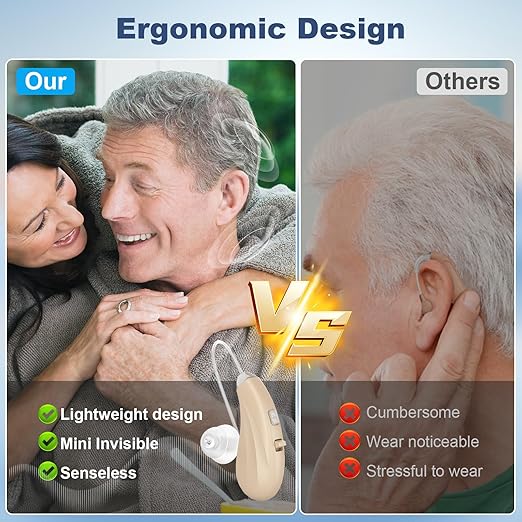 Hearing Amplifiers, Otc Hearing Aids For People With Hearing Loss, Sound Quality Restoration, Intelligent Noise Reduction, Standby 80h, One-Button Operation, Comfortable Wearing, White