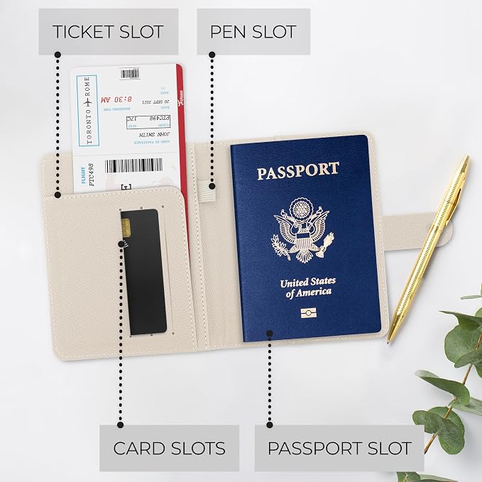 Beautiful Passport Holder for Travel – Cute Cover with Pen Holder to Keep Your Travel Documents Organized & Safe – Quality Passport Wallet for Women & Men and Great for Gifting
