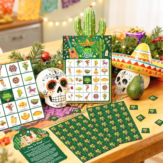 Mexico Bingo Game Cards for Cinco De Mayo Decorations, 38pcs Fiesta Bingo Games Cinco de Mayo Bingo Game Cards for Mexican Fiesta Party Decorations